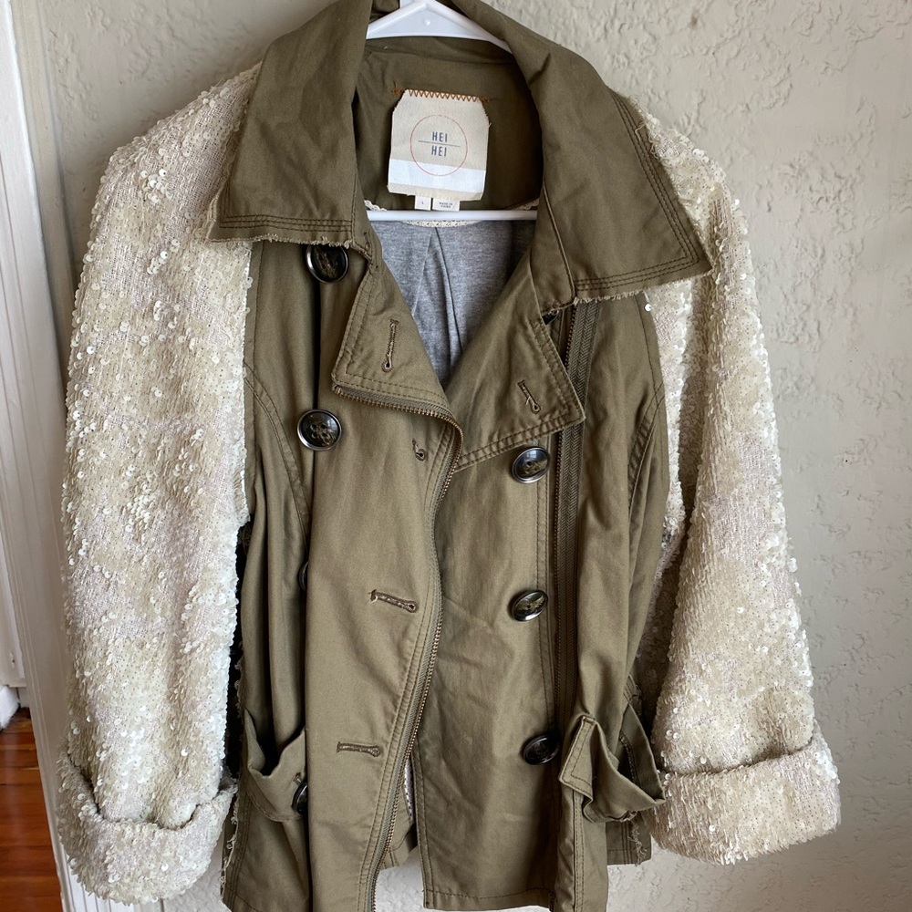 Anthropologie Hei Hei NWOT Shimmer Sleeve Anorak